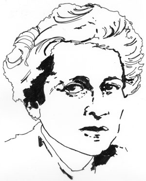 Hannah Arendt, drawing by Jon Brunberg